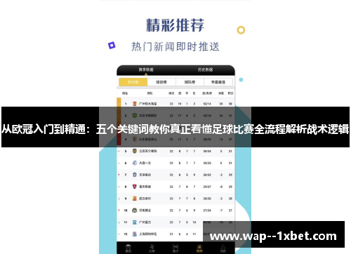 从欧冠入门到精通：五个关键词教你真正看懂足球比赛全流程解析战术逻辑